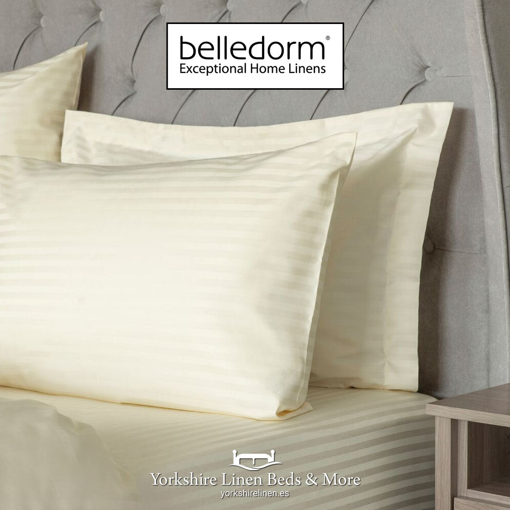 Hotel Stripe Oxford Pillow Cases, 540 Thread Count, Ivory - Sheets & Pillowcases - Yorkshire Linen Beds & More