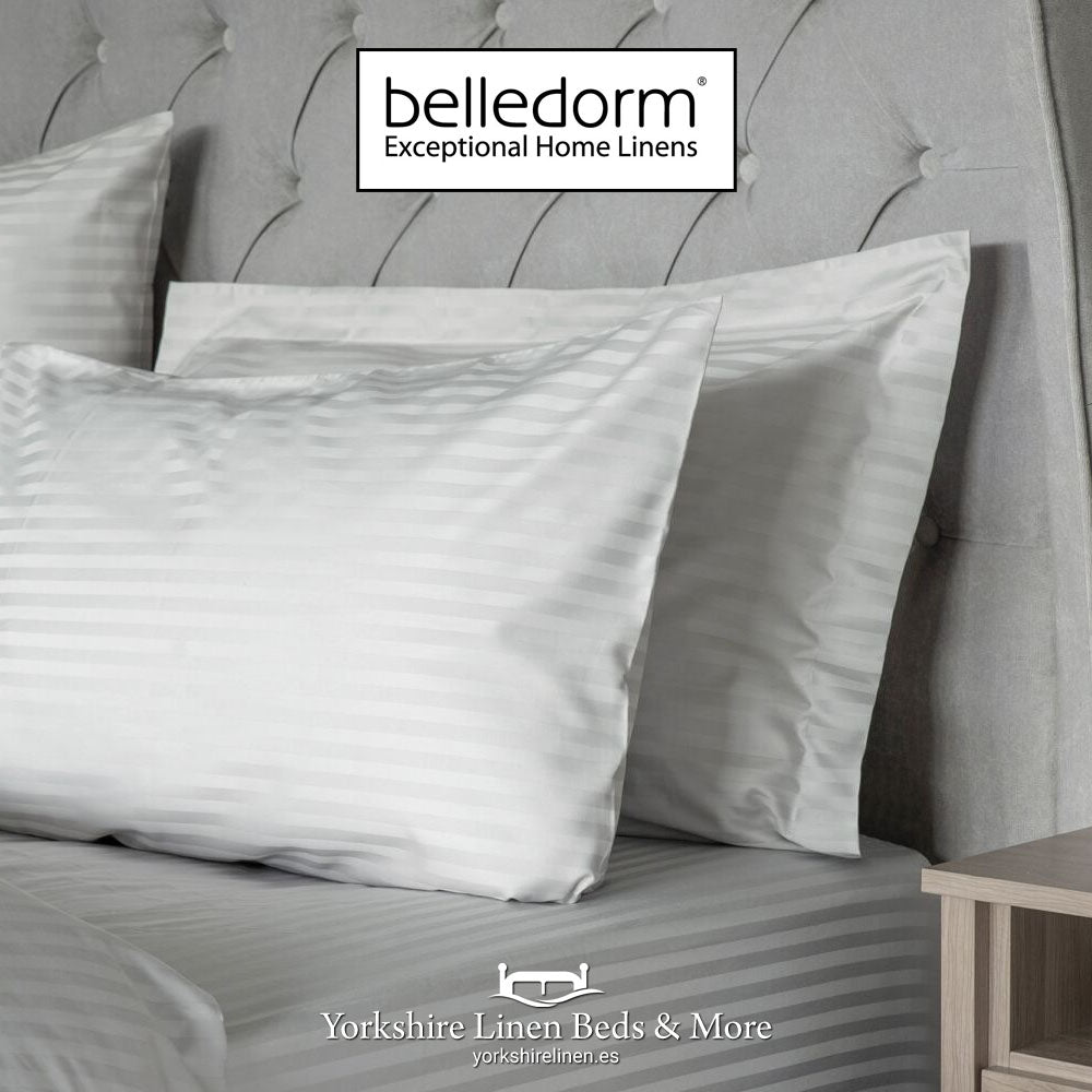Hotel Stripe Oxford Pillow Cases, 540TC, Platinum - Sheets & Pillowcases - Yorkshire Linen Beds & More