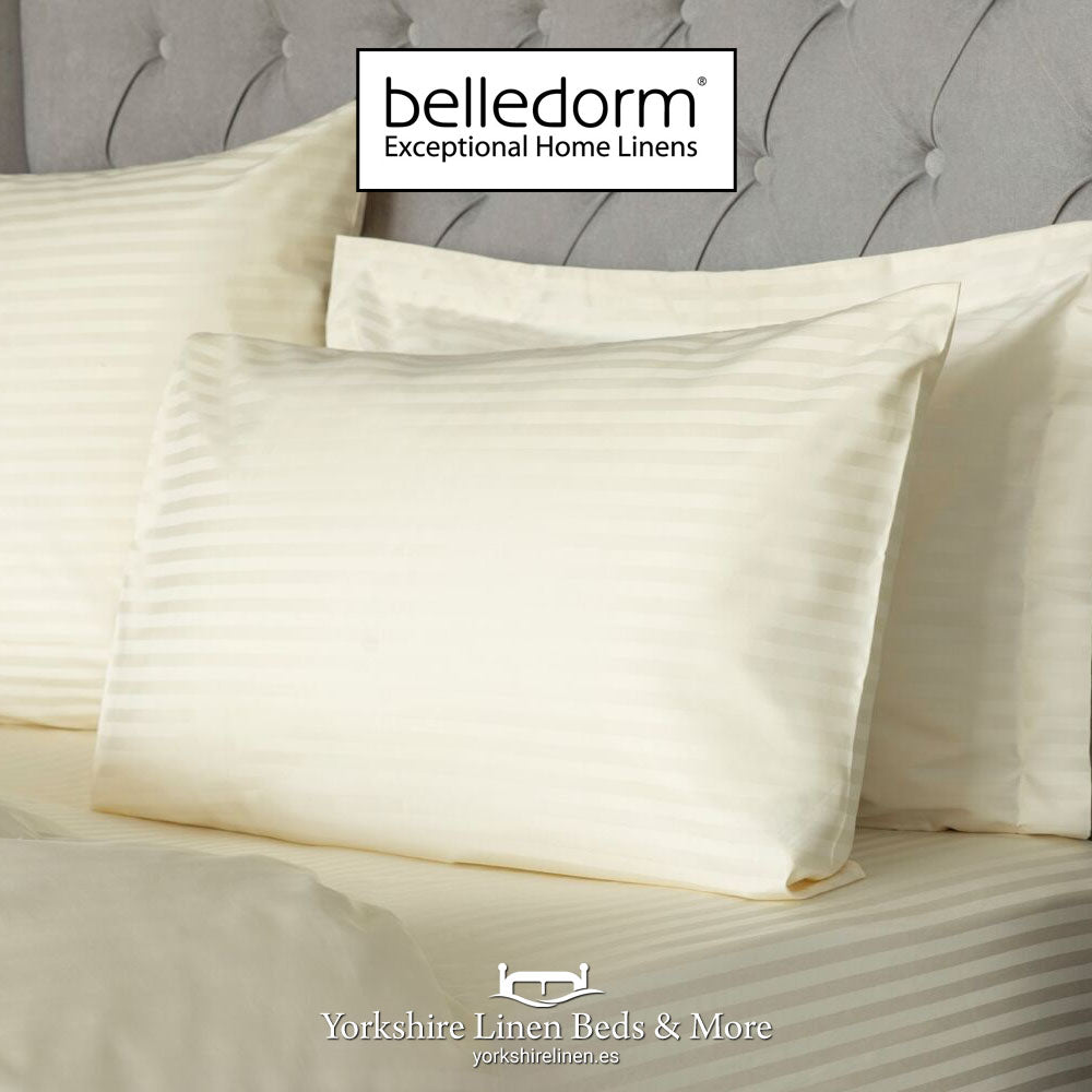 Hotel Stripe Pillow Cases, 540 Thread Count, Ivory - Sheets & Pillowcases - Yorkshire Linen Beds & More