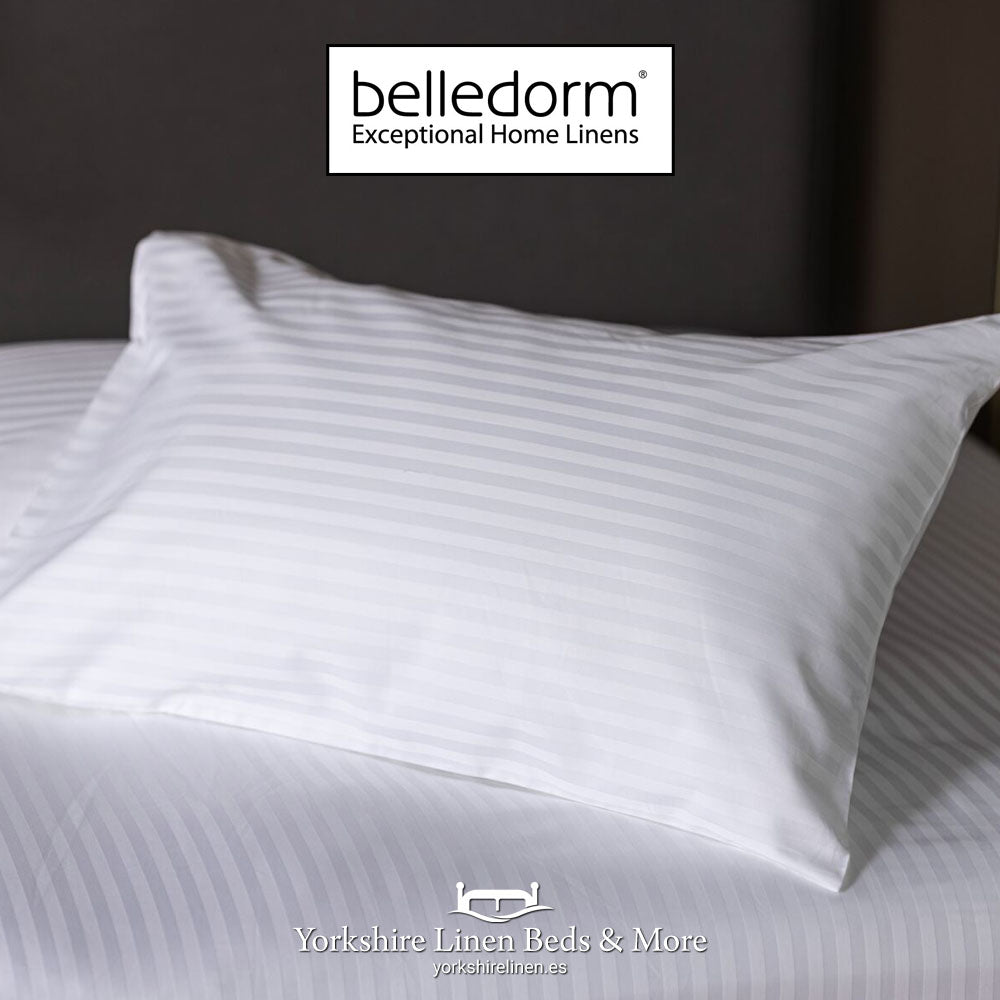 Hotel Stripe Pillow Cases, 540 Thread Count, White - Sheets & Pillowcases - Yorkshire Linen Beds & More