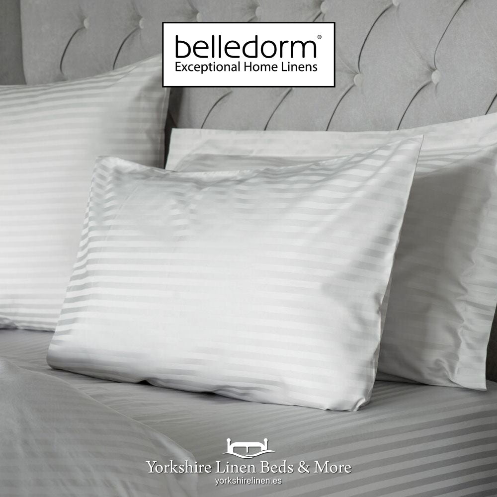 Hotel Stripe Pillow Cases, 540TC, Platinum - Sheets & Pillowcases - Yorkshire Linen Beds & More