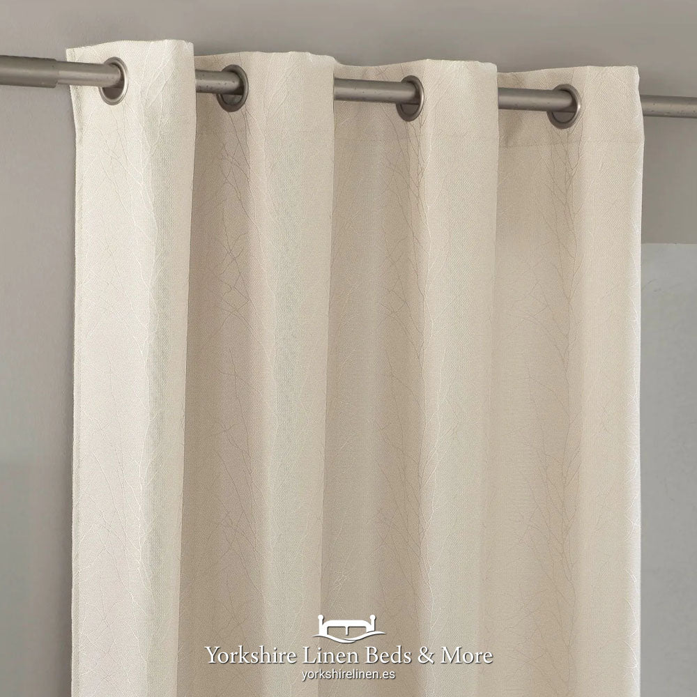Inara Jacquard Eyelet Curtain Panels, Mushroom - Curtains & Voiles - Yorkshire Linen Beds & More