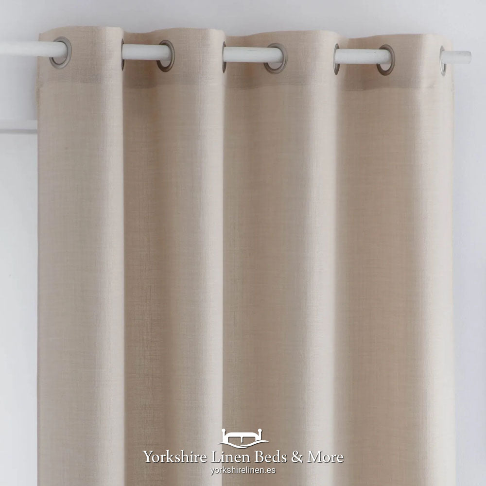 Inaya Linen Style Ring Top Curtains, Beige - Curtains & Accessories - Yorkshire Linen Beds & More