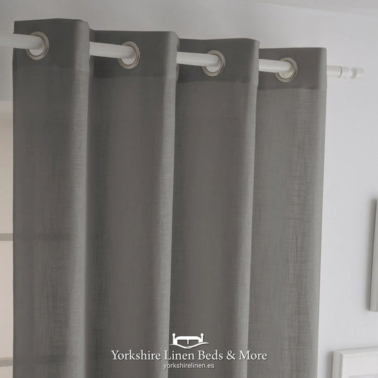 Italia Heavyweight Ringtop Grey - Curtains & Voiles, Yorkshire Linen Beds & More