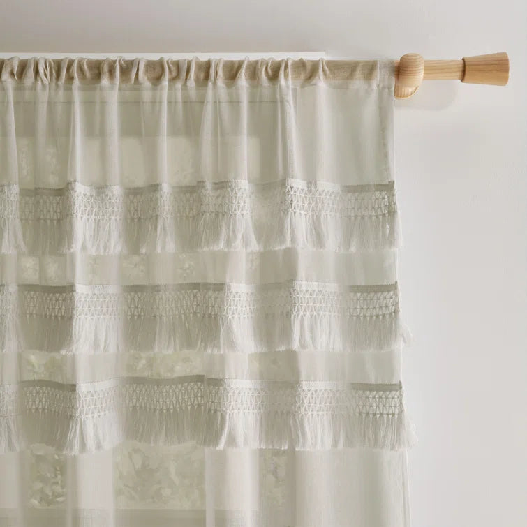 Izmir Tassel Slot Top Voile, Stone FINAL REDUCTION