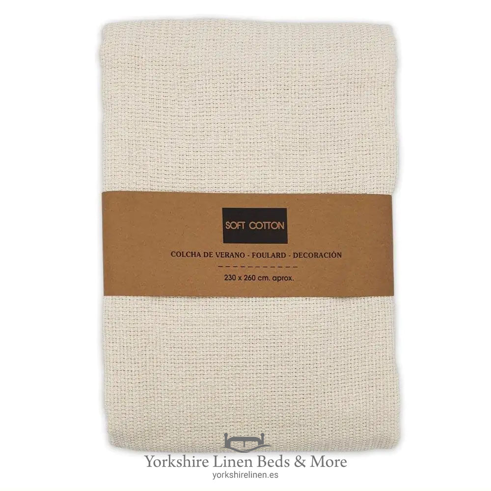 Jazmin 100% Cotton Multiuse Throw, Natural Ivory - Throws & Bedspreads - Yorkshire Linen Beds & More, Mijas & Marbella