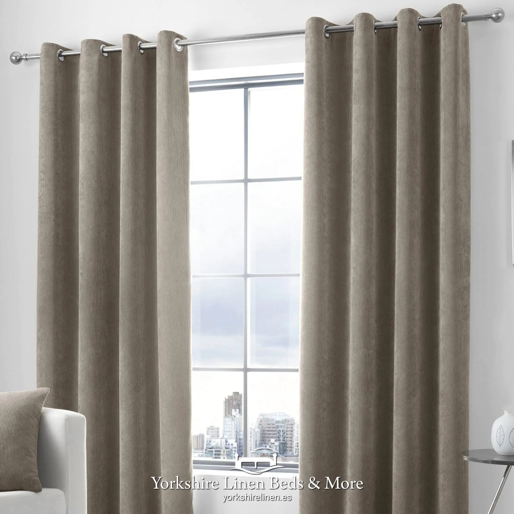 Kintyre Corded Ring Top Curtains, Natural - Curtains and Voiles - Yorkshire Linen Beds & More, Mijas & Marbella