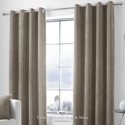 Kintyre Corded Ring Top Curtains, Natural - Curtains and Voiles - Yorkshire Linen Beds & More, Mijas & Marbella