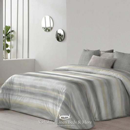Lamber Winter Bedspread PROMO, Ochre and Grey - Bedspreads & Throws - Yorkshire Linen Beds & More