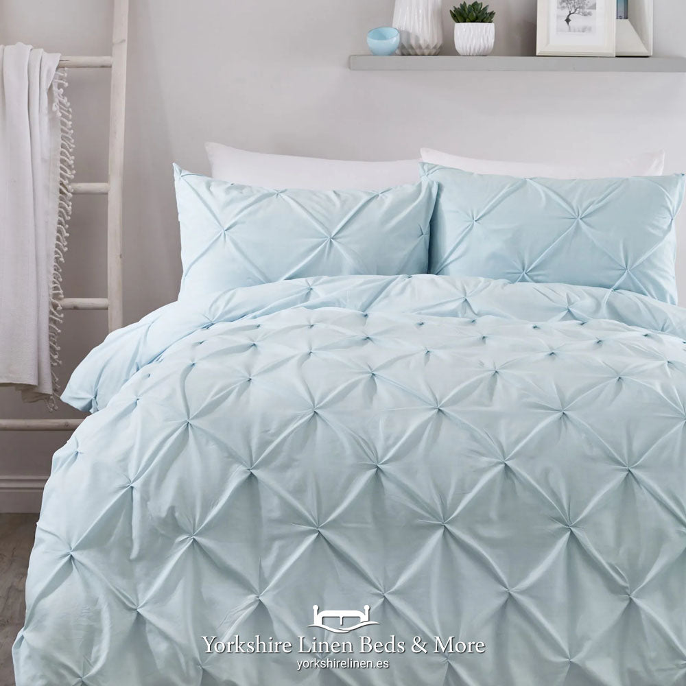Laura Ruched Easy Care Duvet Set, Duck Egg - Duvet Covers & Sets - Yorkshire Linen Beds & More