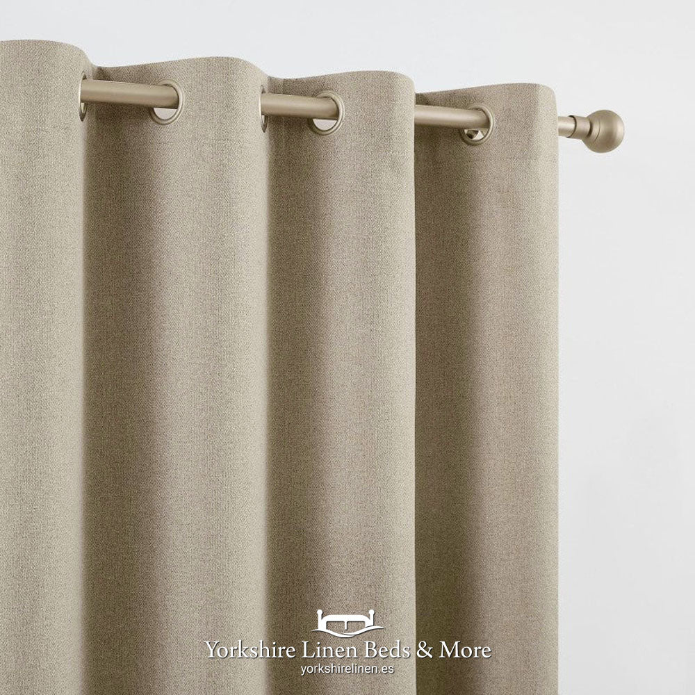 Linen Style 100 % Blackout Eyelet Curtain 5380 -Beige