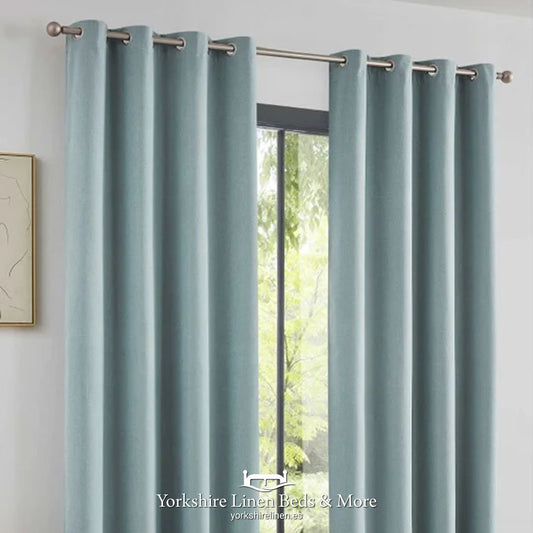 Linen Style 100 % Blackout Eyelet Curtain 5380 - Aqua