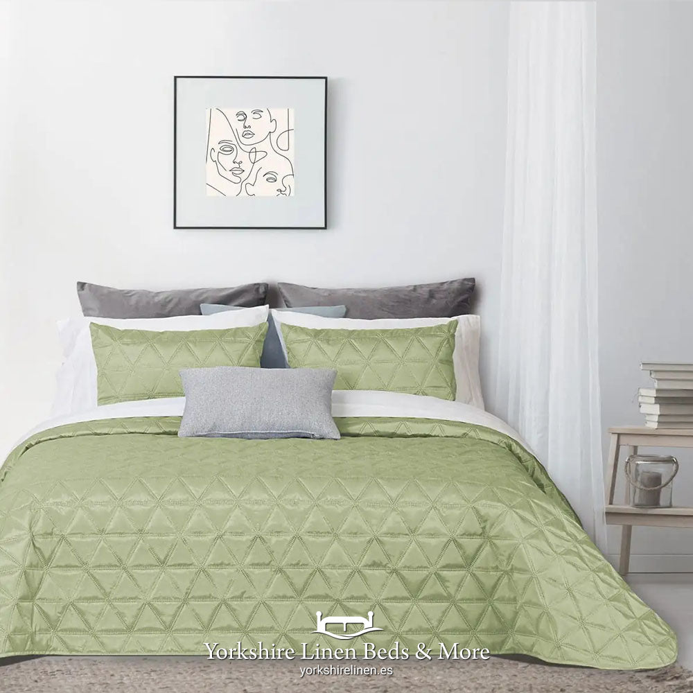 Luisa Luxury Sateen Bedspread, Spring Green - Bedspreads & Runners - Yorkshire Linen Beds & More