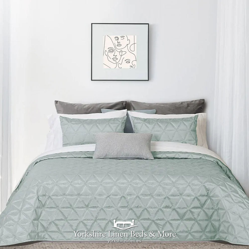 Luisa Luxury Sateen Bedspreads, Duck Egg Blue - Bedspreads & Throws - Yorkshire Linen Beds & More