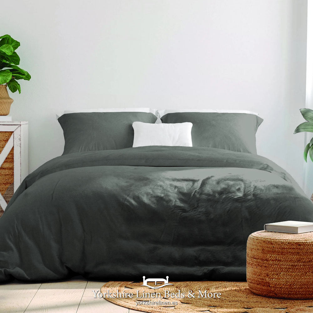 Luxury 100% Cotton Percale Duvets Set, Charcoal - Duvet Covers & Sets - Yorkshire Linen Beds & More