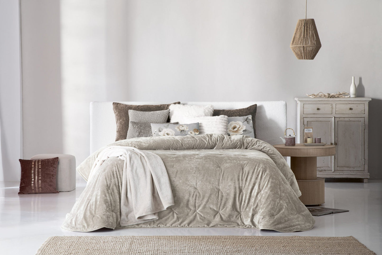 Mirabel Luxury Bedspreads, Taupe