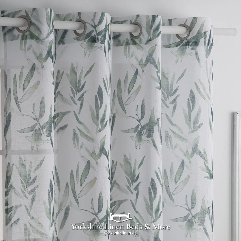 Martina Botanical Ring Top Voile Panel - Curtains & Voiles - Yorkshire Linen Beds & More, Mijas & Marbella
