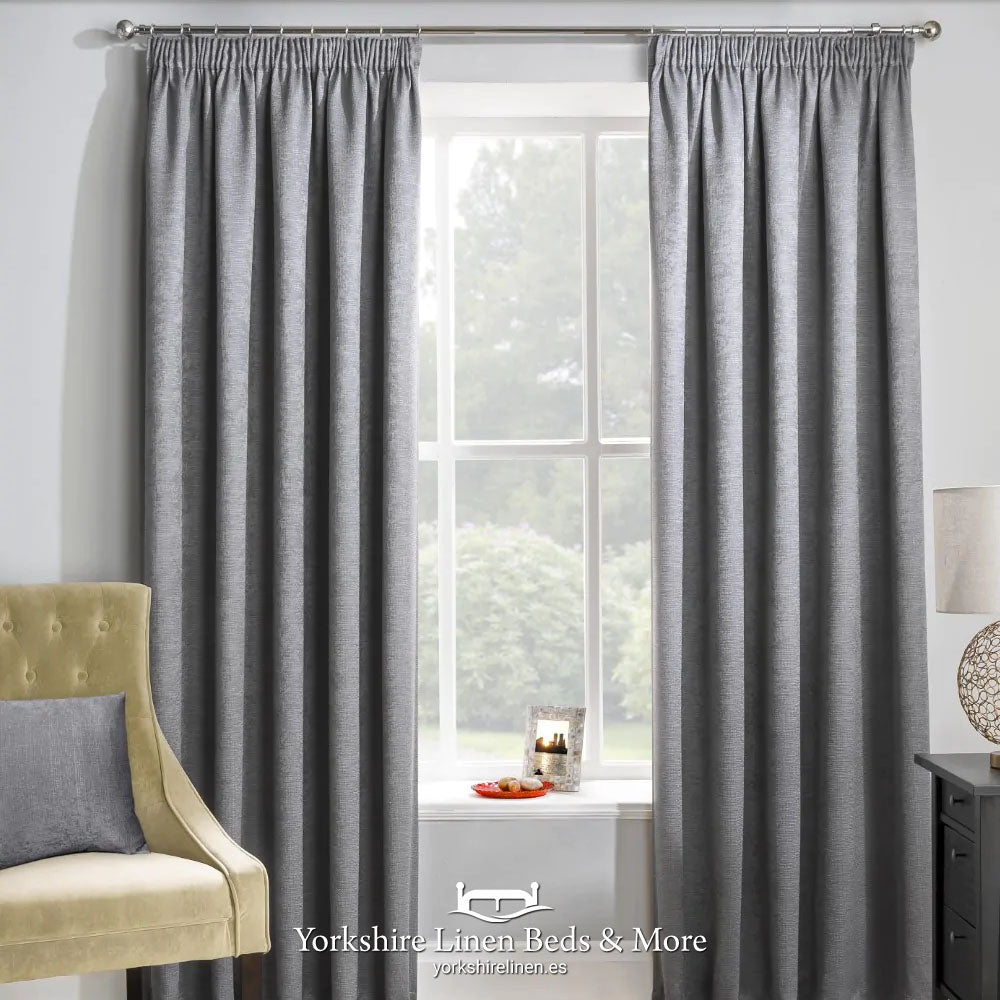 Matrix Blackout Pencil Pleat Curtains, Grey - Curtains & Voiles - Yorkshire Linen Beds & More