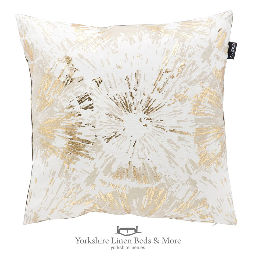 Metallic Flower Luxury Cushion, Gold - Cushions and Soft Furnishings, Yorkshire Linen Beds & More