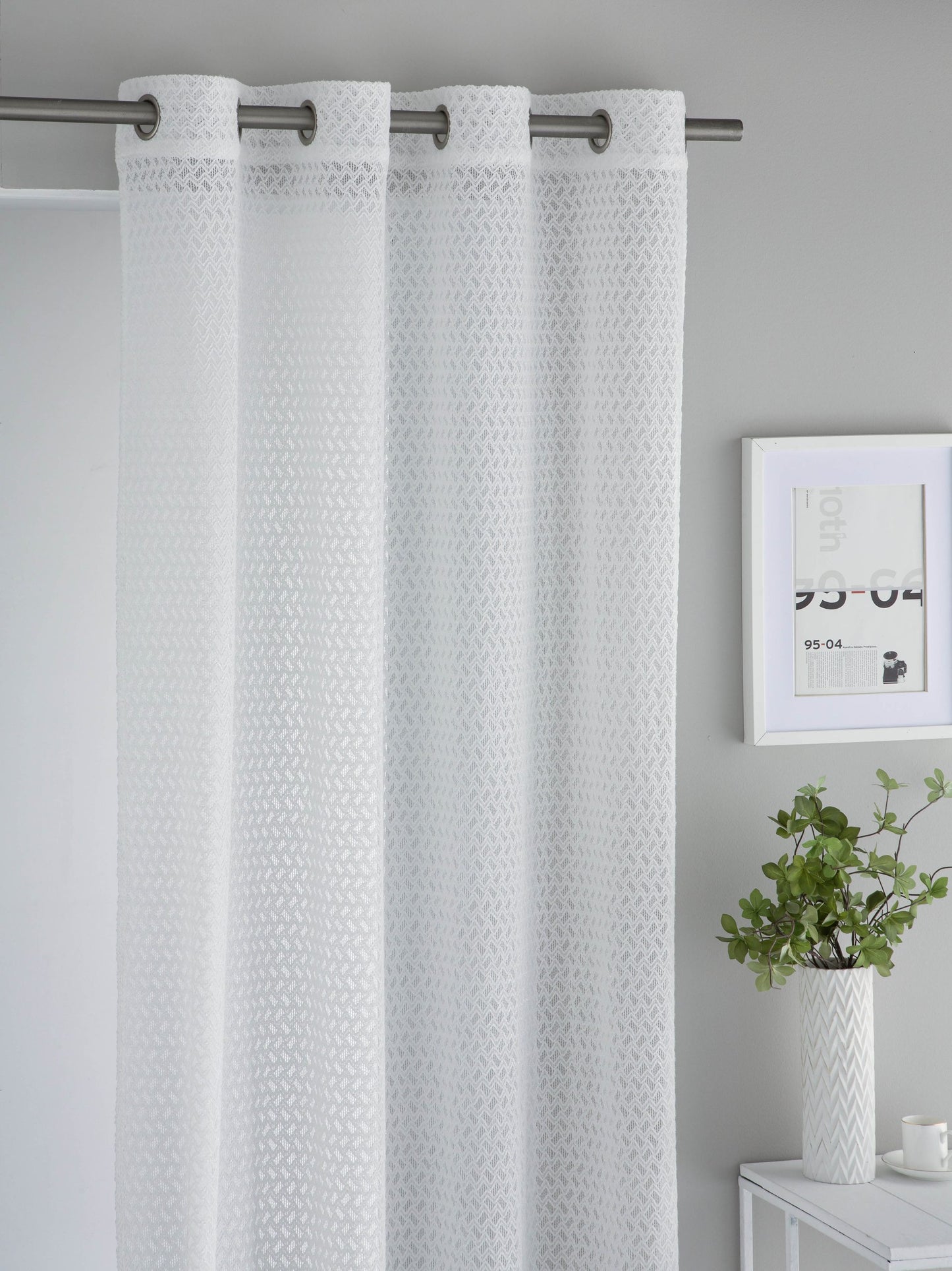 Miral Ring Top Voile Panels, White REDUCED TO CLEAR