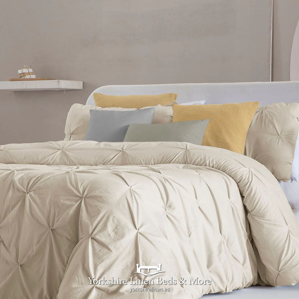 Miranda Ruched Bedspread, Beige - Bedspreads & Runners - Yorkshire Linen Beds & More