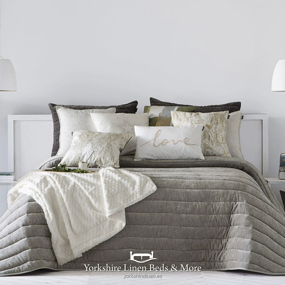 Nantes Luxury Bedspread Beige - Bedspreads & Throws - Yorkshire Linen Beds & More