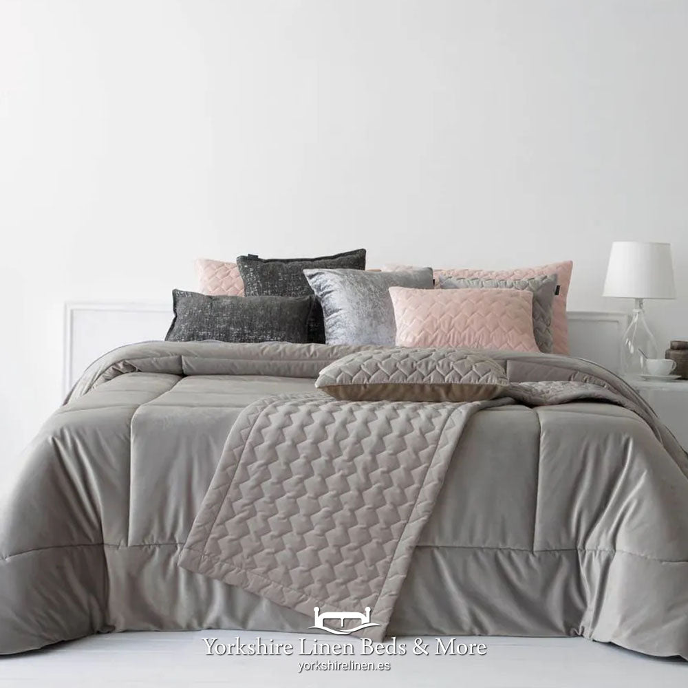 Naroa Luxury Velvet Runner, Silver - Bedspreads & Runners - Yorkshire Linen Beds & More