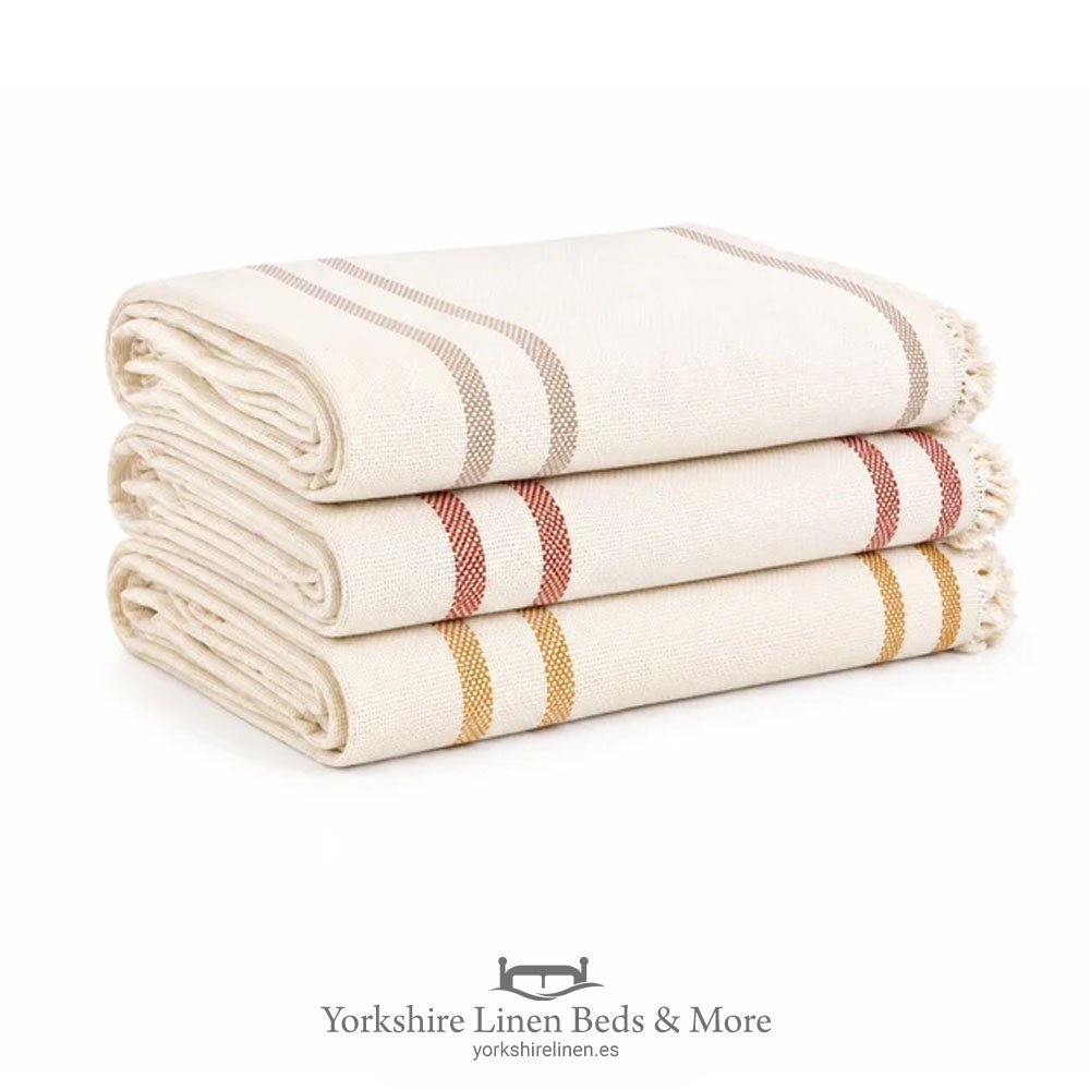 New England Stripe Cotton Throws, All - Bedspreads, Throws & Runners - Yorkshire Linen Beds & More, Mijas, Spain