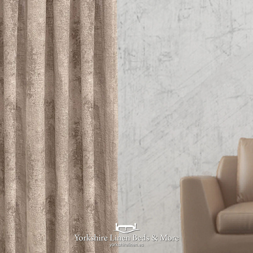Nora Heavyweight Voile Ring Top or Pencil Pleat, Beige - Curtains & Voiles - Yorkshire Linen Beds & More