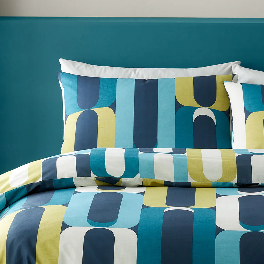 Oregon Geometric Duvet Set, Blue