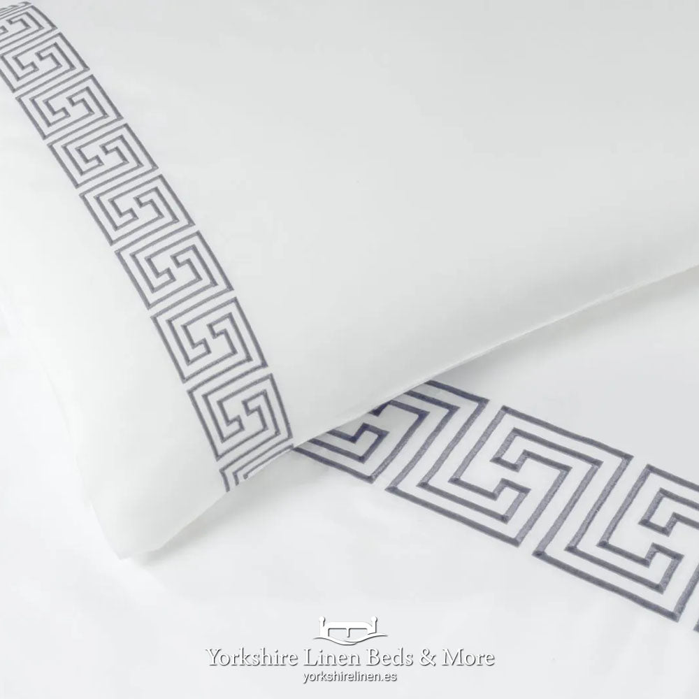 Opulence Atenas 100% Cotton Percale Duvet Set, Grey Detail - Duvet Covers & Sets - Yorkshire Linen Beds & More