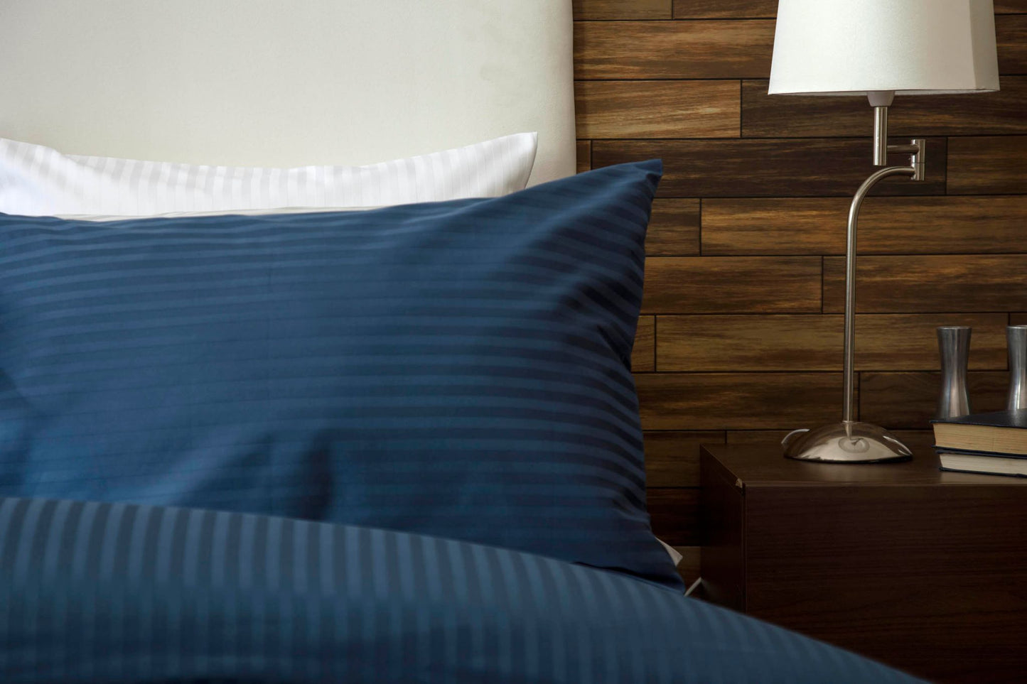 Hotel Stripe Navy Duvet Cover Set, 540 TC