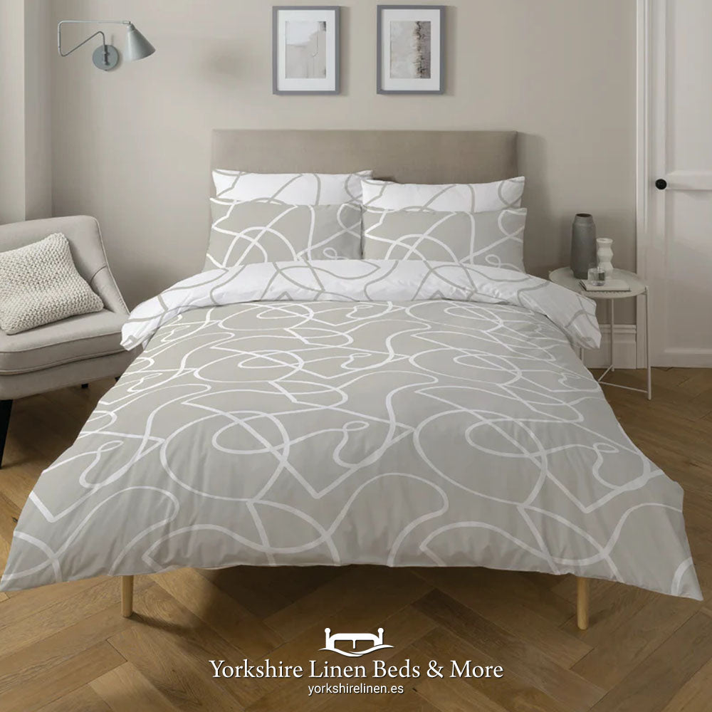 Pablo Abstract Duvet Set - Stone New Lower Price