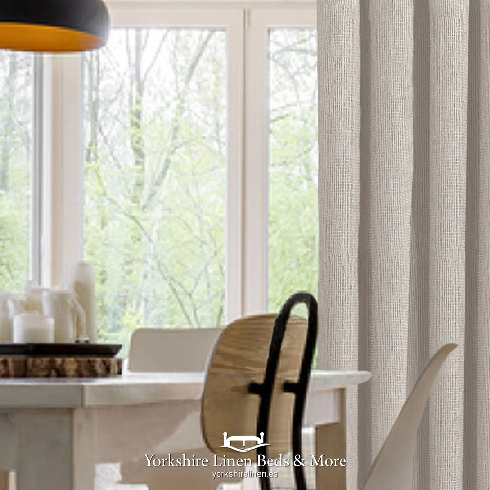 Palma Light Weight Tape Top Curtain Panels, Beige - Curtains & Voiles - Yorkshire Linen Beds & More