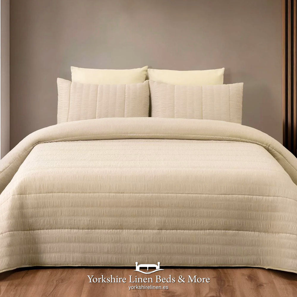 Paloma Seersucker Style Bedspreads Beige