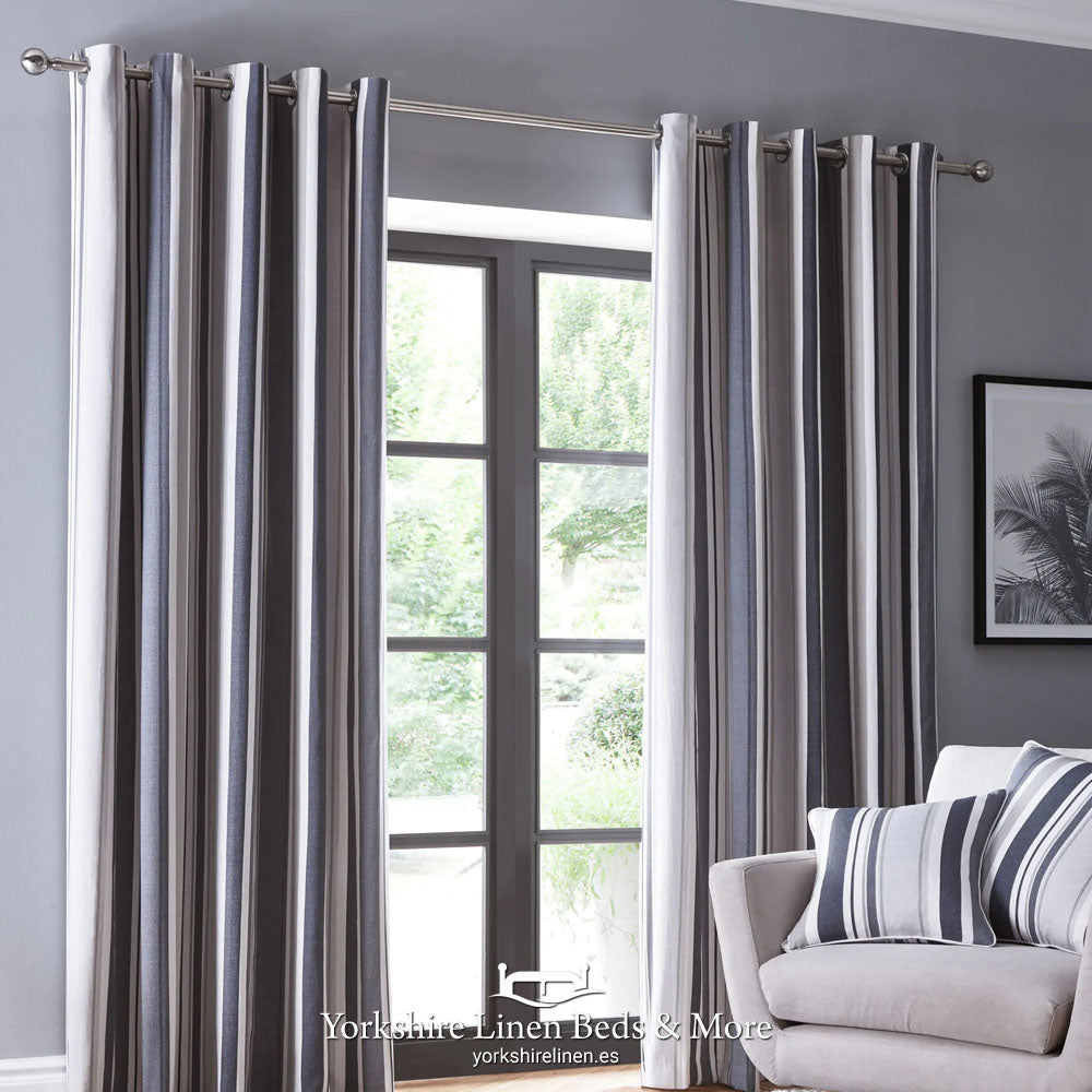 Park Avenue Ring Top Curtains, Charcoal - Curtains & Voiles - Yorkshire Linen Beds & More