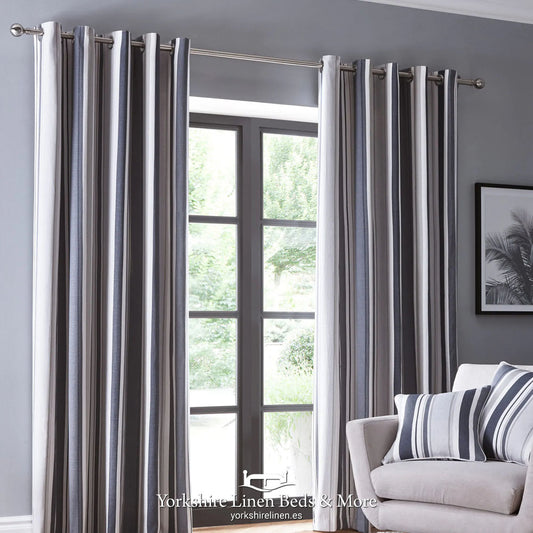 Park Avenue Ring Top Curtains, Charcoal - Curtains & Voiles - Yorkshire Linen Beds & More