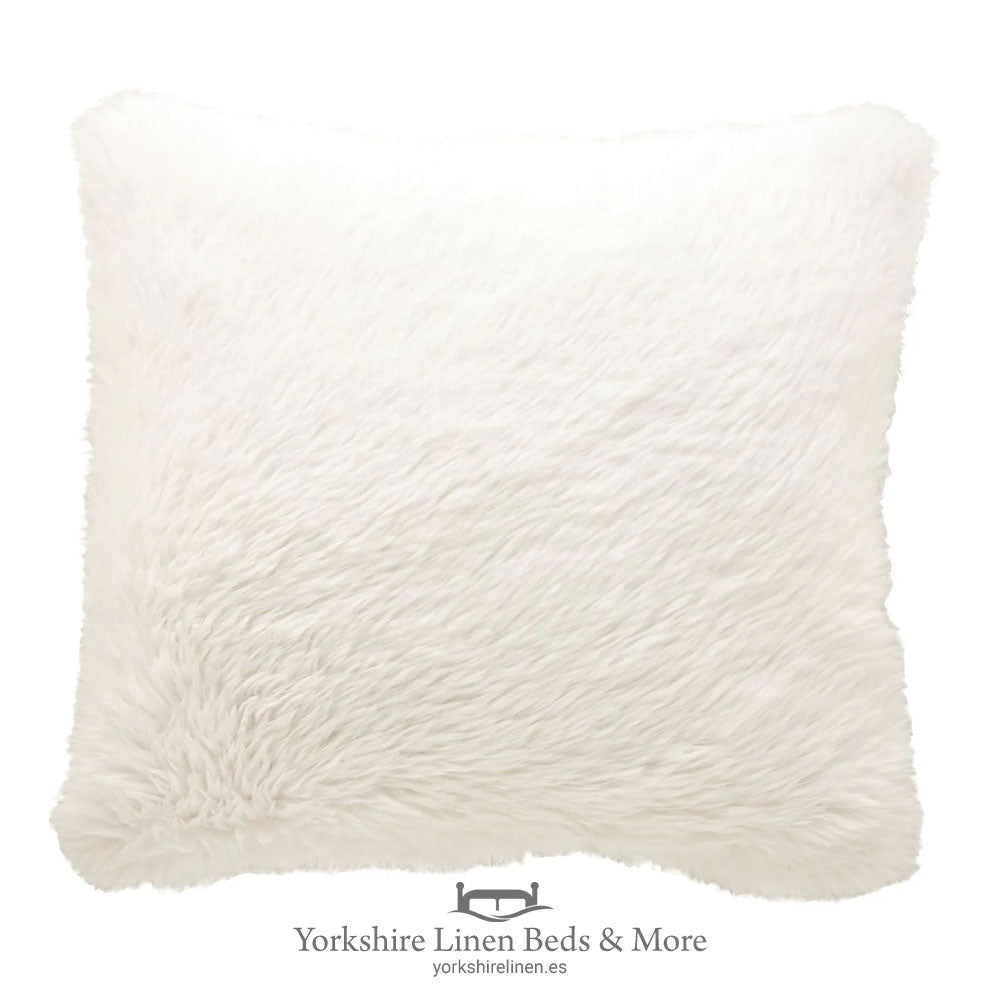 Polar Faux Fur Cushion, White - Cushions & Cushion Covers - Yorkshire Linen Beds & More