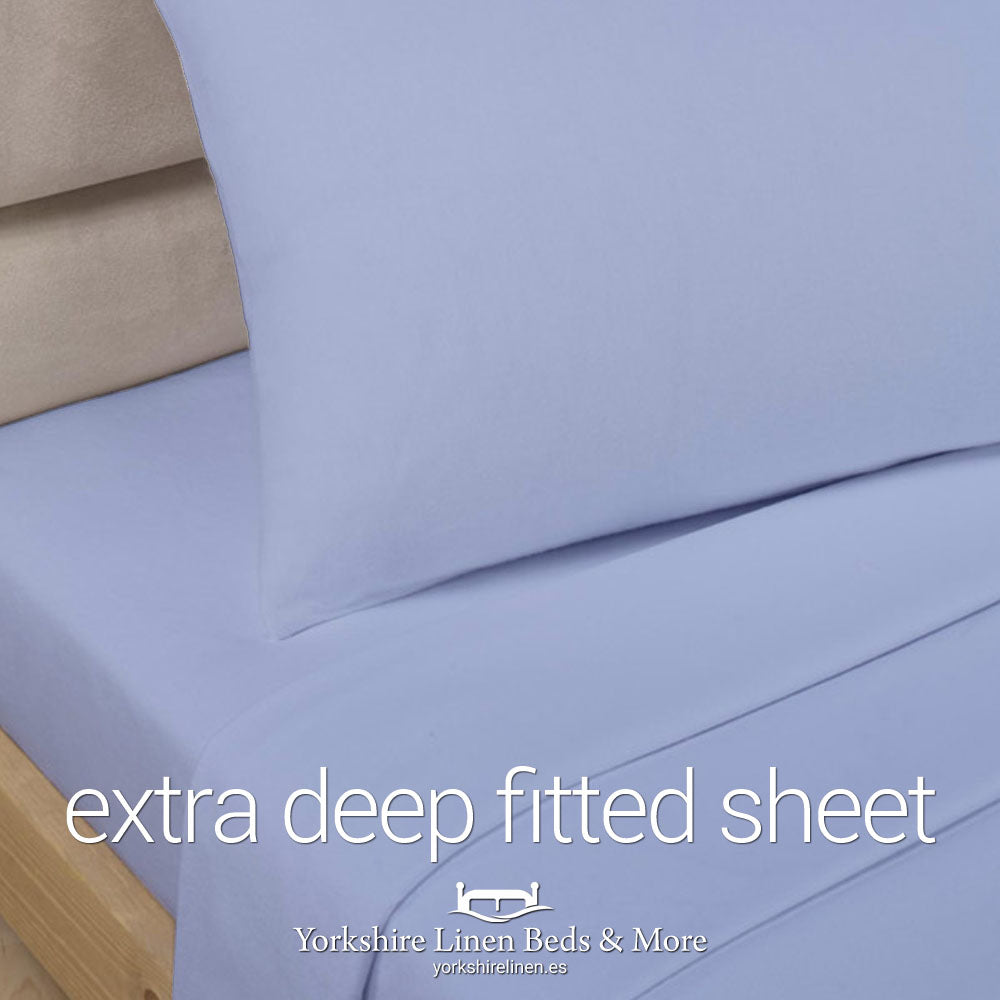 Polycotton Extra Deep Fitted, Light Blue - Yorkshire Linen Beds & More P01