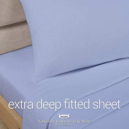 Polycotton Extra Deep Fitted, Light Blue - Yorkshire Linen Beds & More P01