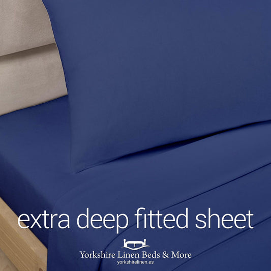 Polycotton Extra Deep Fitted, Navy Blue - Yorkshire Linen Beds & More P01