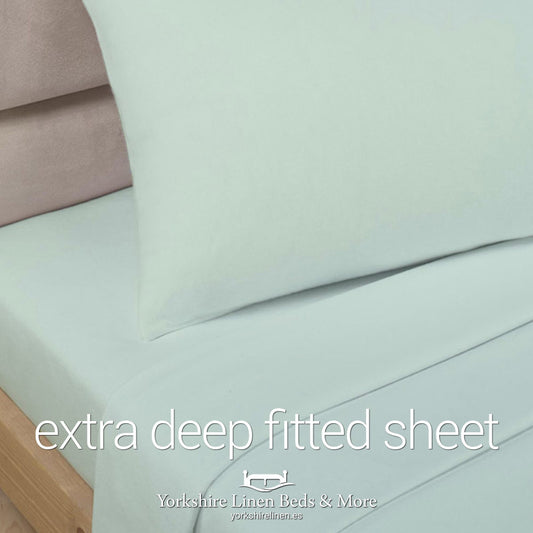 Polycotton Extra Deep Fitted, Soft Green - Yorkshire Linen Beds & More P01