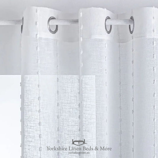 Pom Pom Ring Top Voiles, White - Voile & Net Curtains - Yorkshire Linen Beds & More