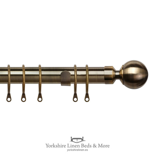 Pristine Extendible Antique Brass 28mm Curtain Poles, Ball End - Curtain Tie Backs, Poles & Accessories - Yorkshire Linen Beds & More