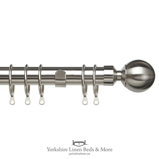 Pristine Extendible Satin Silver 28mm Curtain Poles, Ball End - Curtain Tie Backs, Poles & Accessories - Yorkshire Linen Beds & More