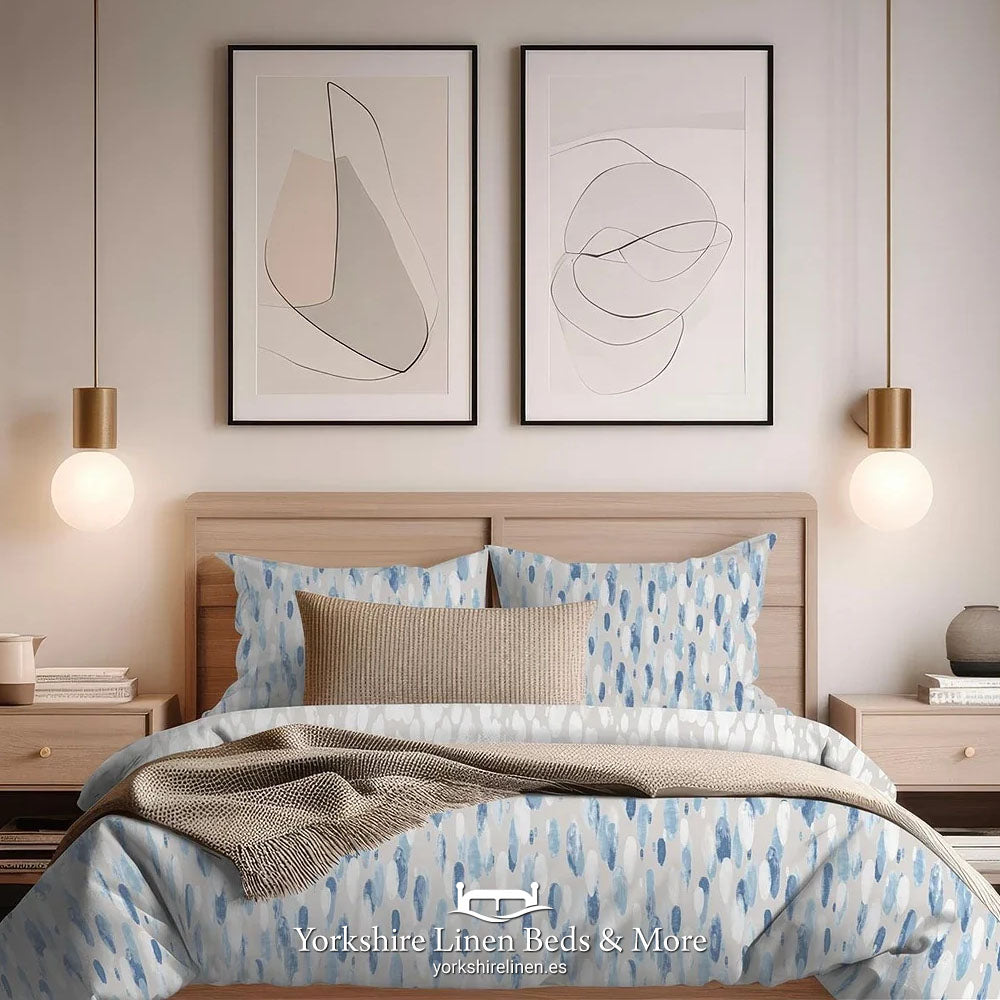 Rain Duvet Set, Bright Blue - Duvet Covers & Sets - Yorkshire Linen Beds & More