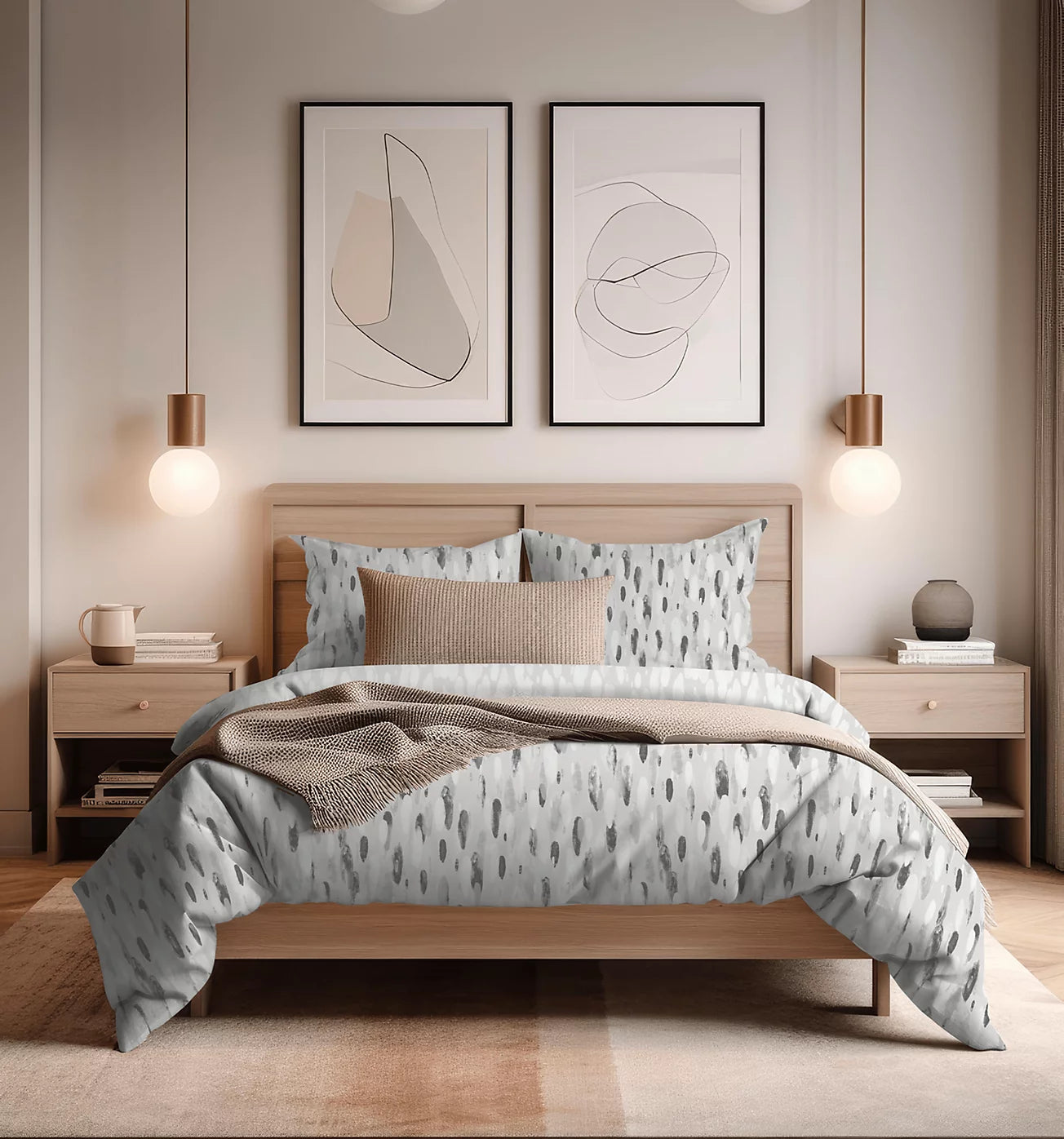Rain Duvet Set, Grey