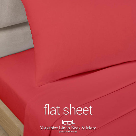 Red Polycotton Flat Sheets - Yorkshire Linen Beds & More P01