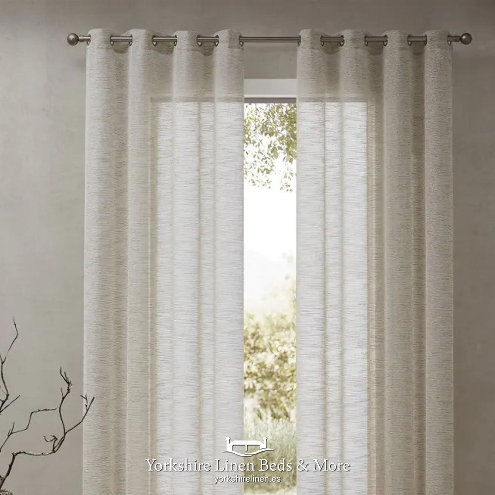 Rustic Ring Top Voile - Beige, from the Natural Living Collection - Curtains & Voiles - Yorkshire Linen Beds & More