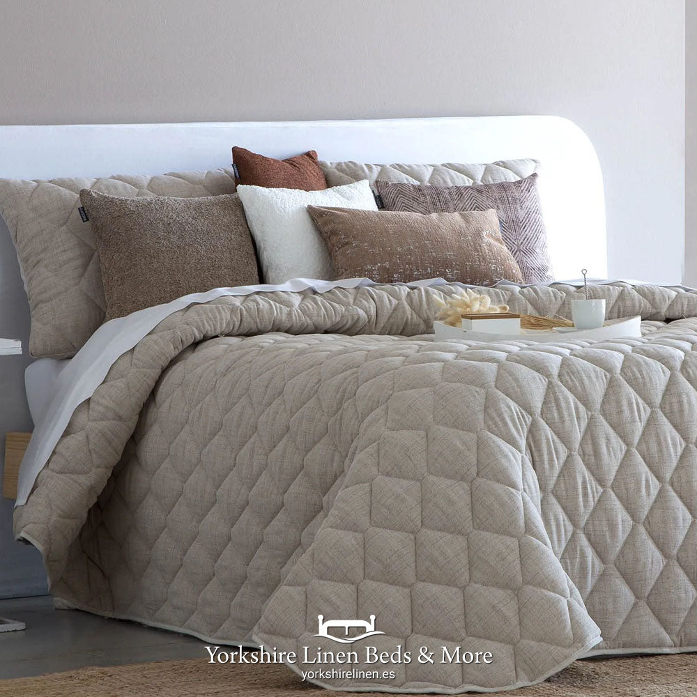 Rustica Linen Style Bedspread Range, Beige - Bedspreads & Throws - Yorkshire Linen Beds & More